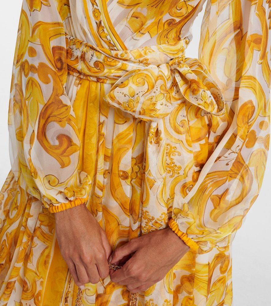 Vestido midi Majolica de chifón de seda - Dolce&Gabbana - Modalova