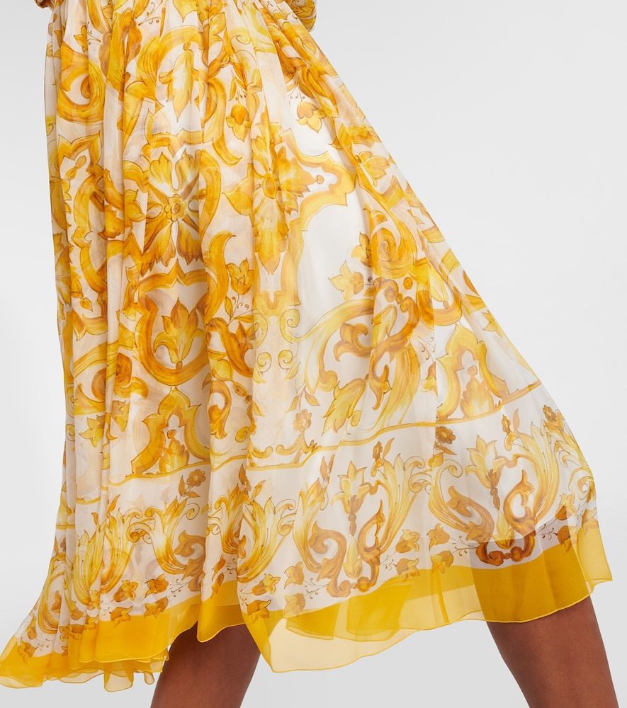 Vestido midi Majolica de chifón de seda - Dolce&Gabbana - Modalova