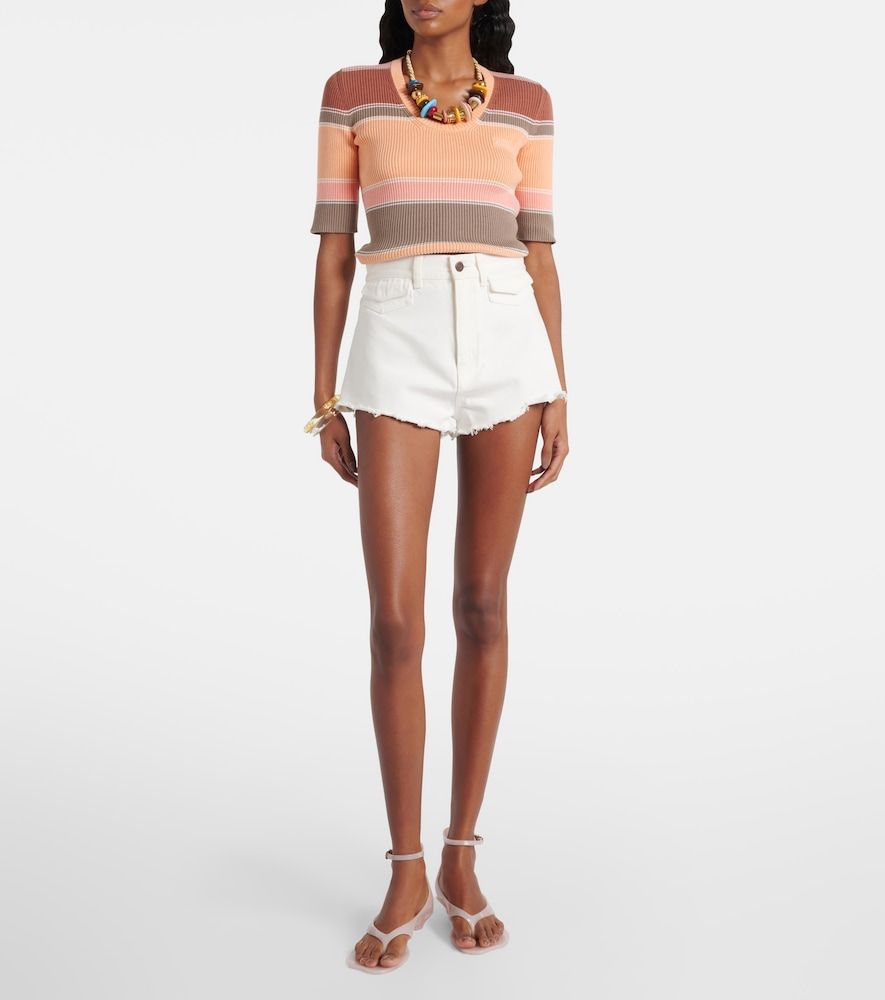 Chloé Top in maglia di cotone a coste a righe - Chloe - Modalova