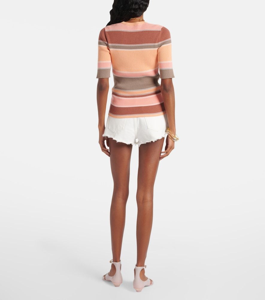 Chloé Top in maglia di cotone a coste a righe - Chloe - Modalova