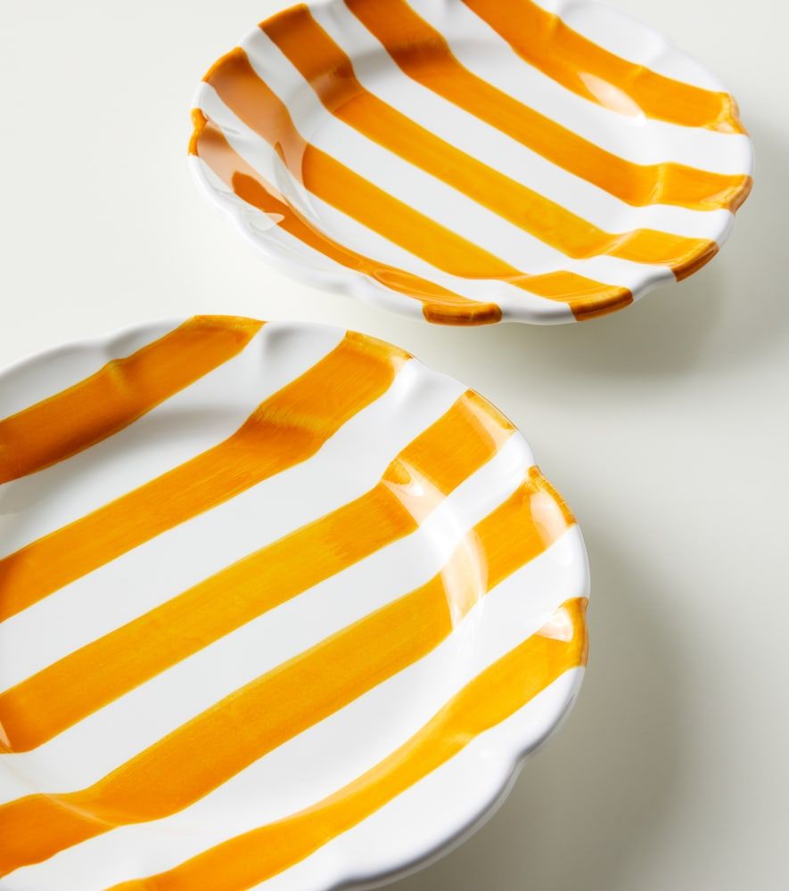 Set de 2 platos de postre Righe de cerámica a rayas - Cabana - Modalova