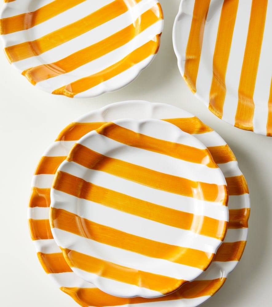 Set de 2 platos de postre Righe de cerámica a rayas - Cabana - Modalova