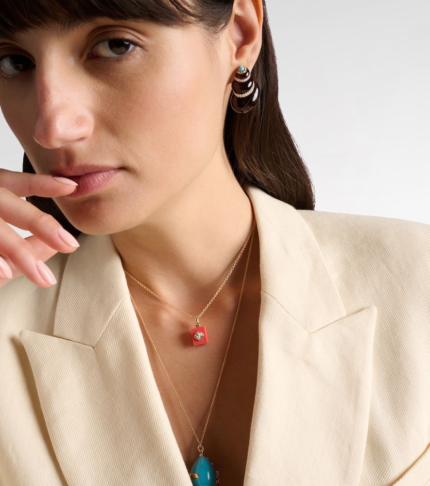 Coquillage and Le Cubo 9kt single earring and pendant set with diamonds - Yvonne Leon - Modalova