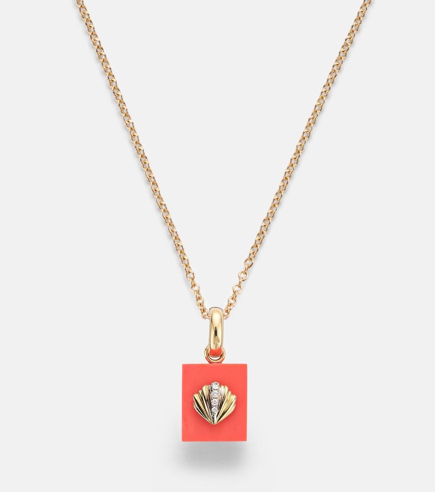 Coquillage and Le Cubo 9kt single earring and pendant set with diamonds - Yvonne Leon - Modalova