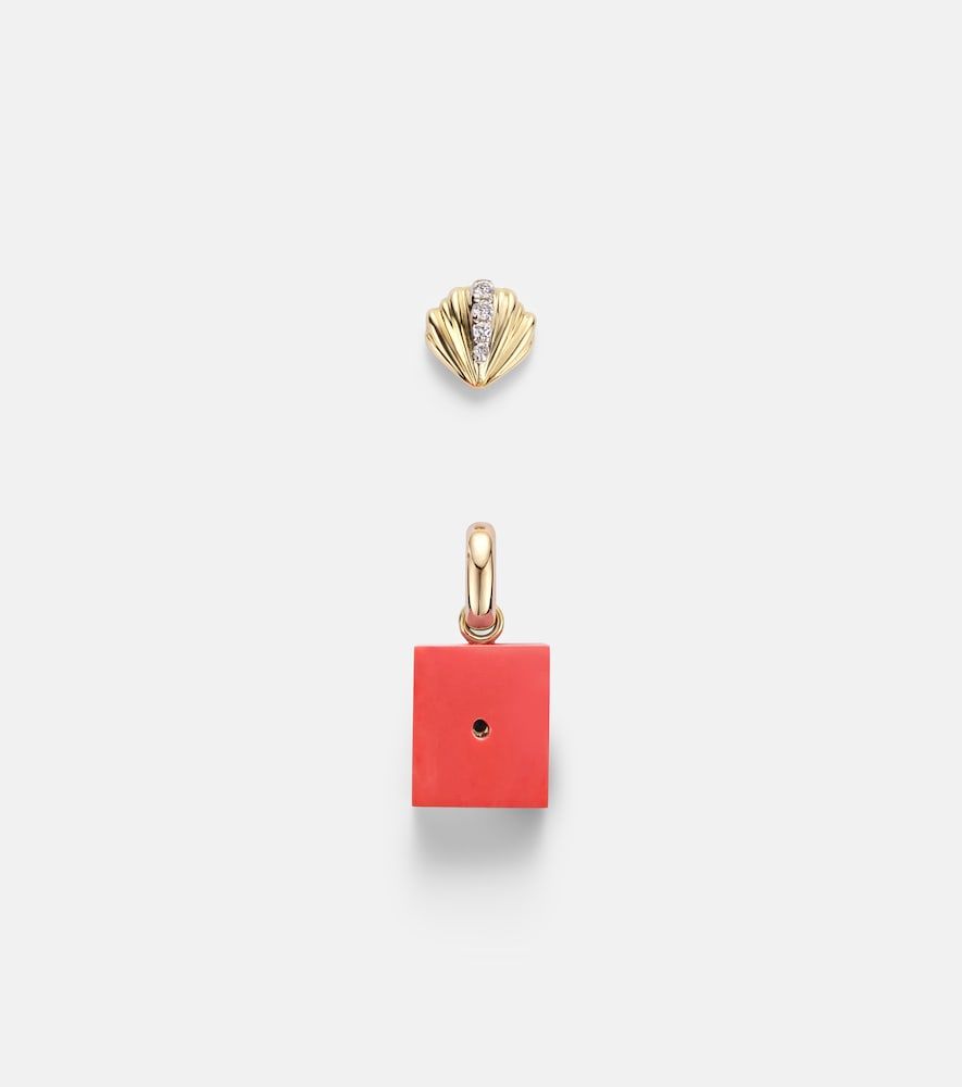 Coquillage and Le Cubo 9kt single earring and pendant set with diamonds - Yvonne Leon - Modalova