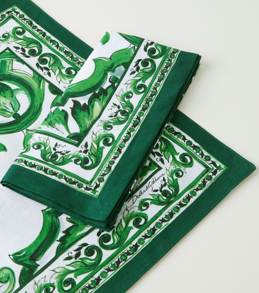 Salvamantel y servilleta Majolica de lino - Dolce&Gabbana Casa - Modalova