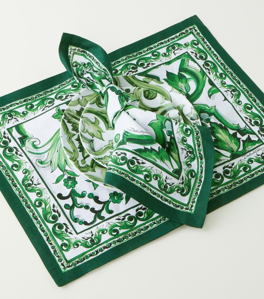 Salvamantel y servilleta Majolica de lino - Dolce&Gabbana Casa - Modalova