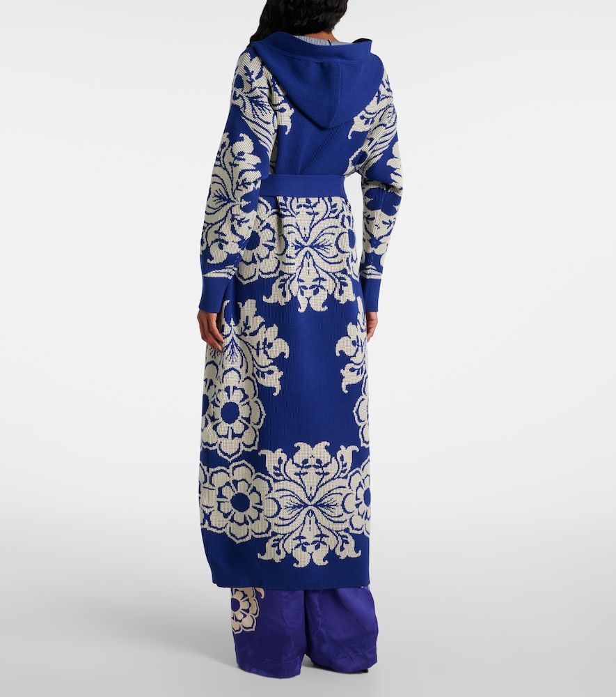 Floral waffle-knit hooded cardigan - Etro - Modalova