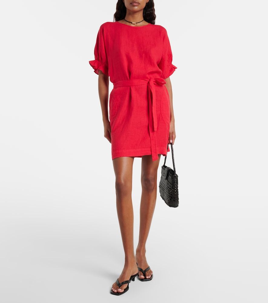 Vivian belted linen minidress - Velvet - Modalova
