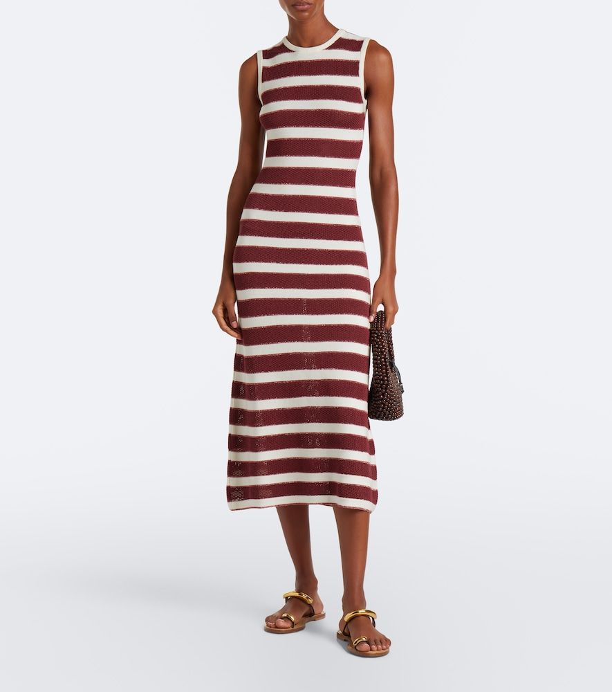 Reguliere striped cotton-blend midi dress - Eres - Modalova