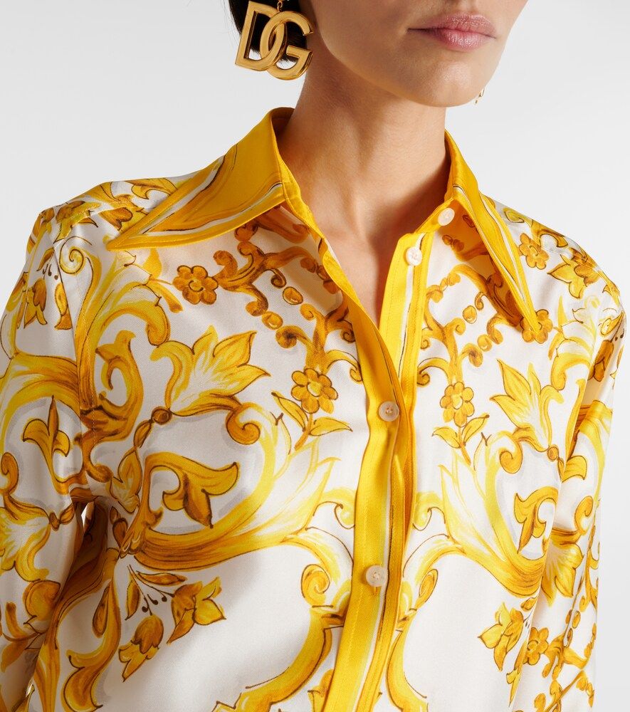 Camisa Majolica en sarga de seda - Dolce&Gabbana - Modalova