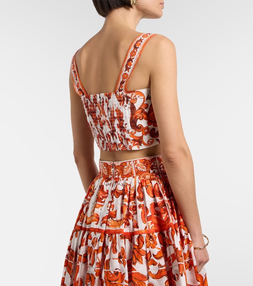Crop top Majolica de popelín de algodón - Dolce&Gabbana - Modalova