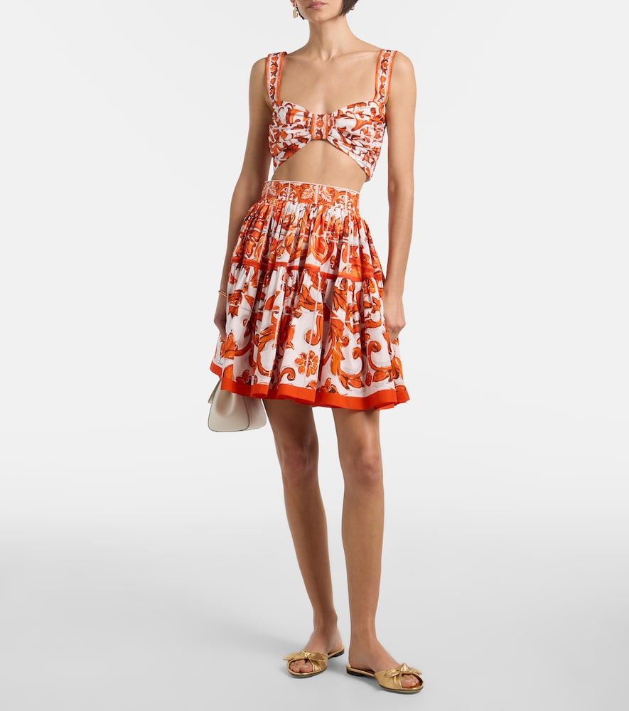 Crop top Majolica de popelín de algodón - Dolce&Gabbana - Modalova