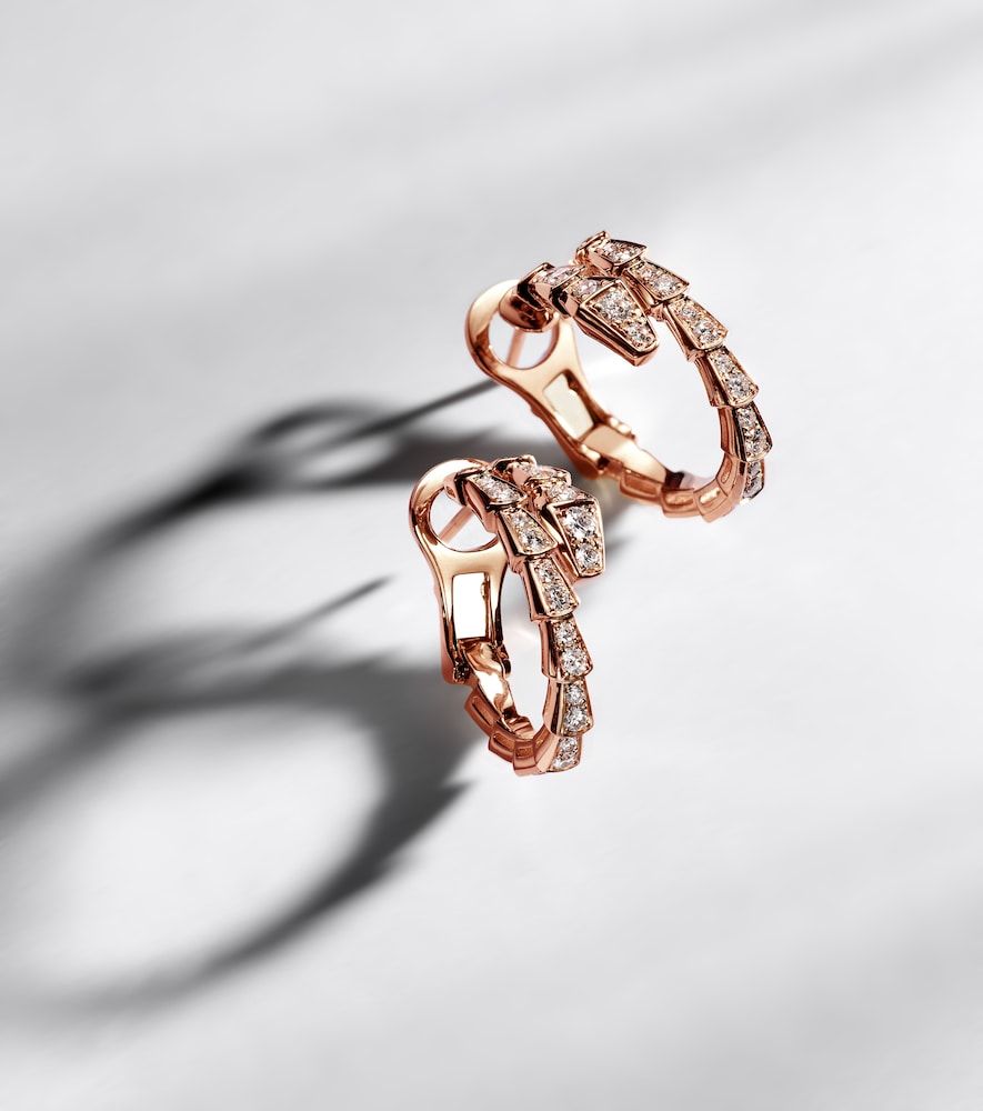 Orecchini Serpenti Viper in rosa 18kt con diamanti - Bvlgari - Modalova