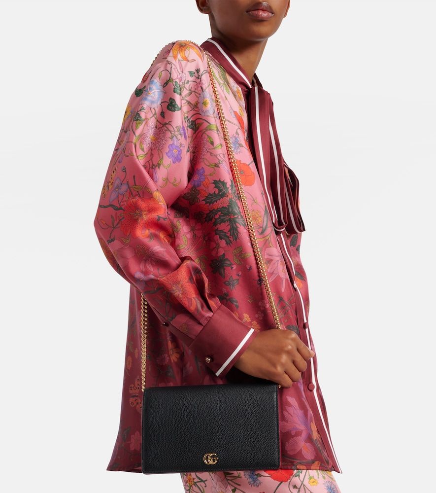 GG Petite Marmont leather wallet on chain - Gucci - Modalova