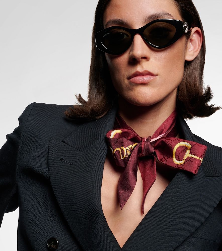 Occhiali da sole ovali Interlocking G con cristalli - Gucci - Modalova
