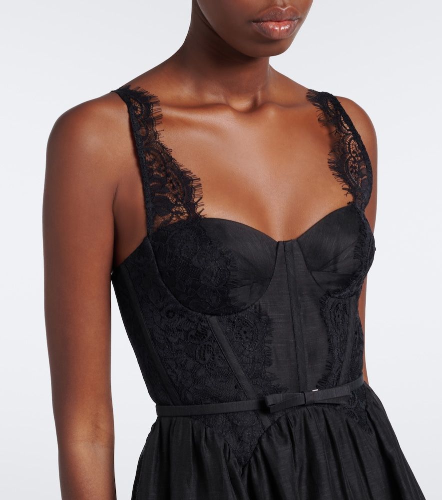 Valiant lace-trimmed linen and silk bustier dress - Zimmermann - Modalova