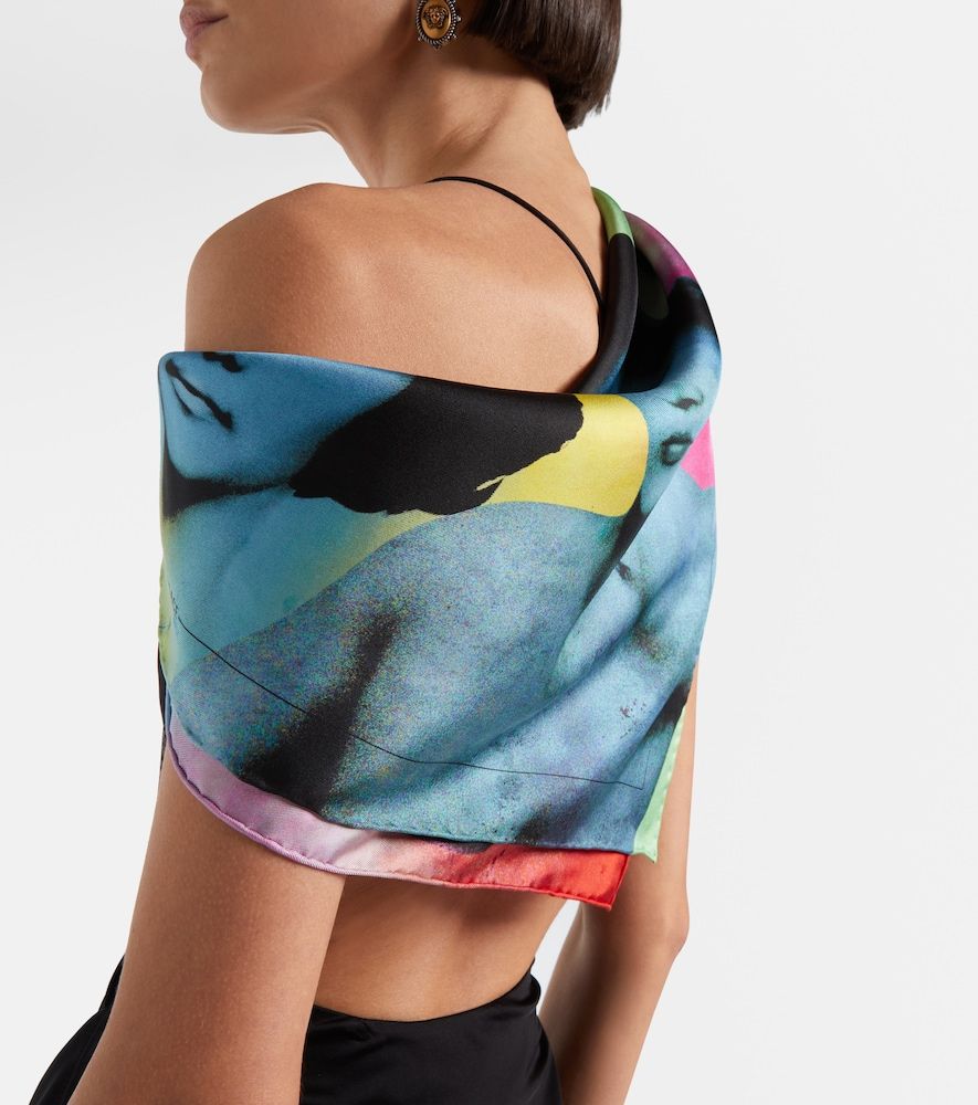 Foulard in twill di seta con stampa - Versace - Modalova