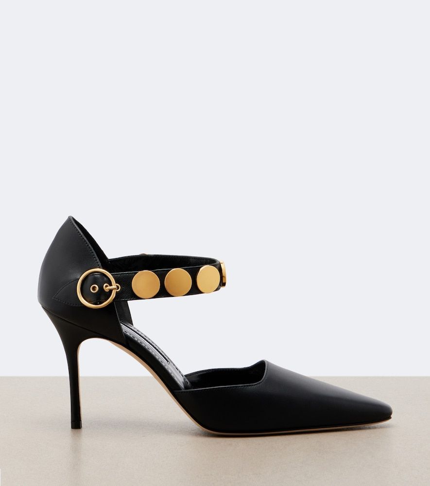 Pumps Morgana aus Leder mit Nieten - Manolo Blahnik - Modalova