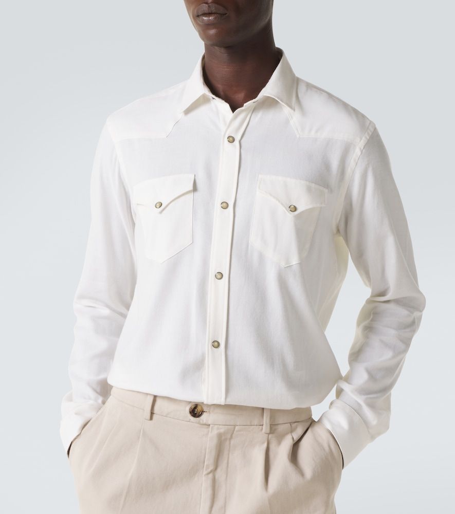Canali Camicia in cotone e cashmere - Canali - Modalova