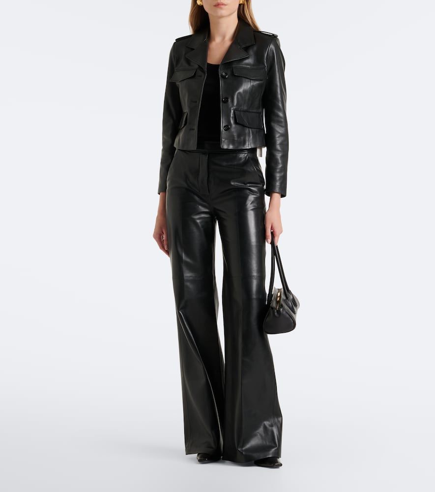 Pantalones flared de piel - Dorothee Schumacher - Modalova