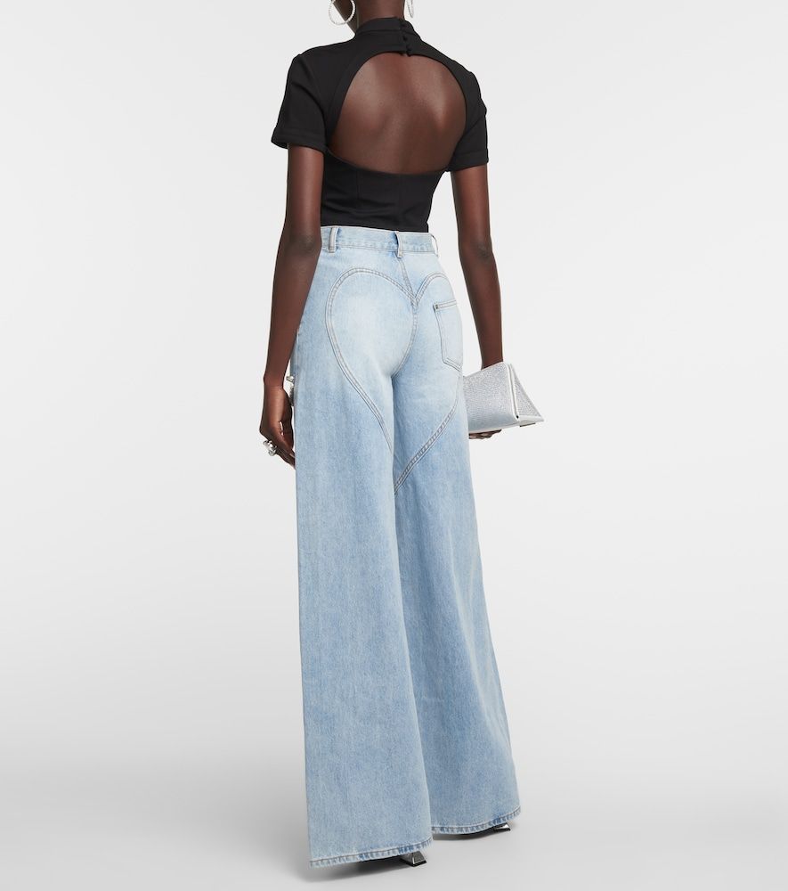 Cutout embellished high-rise wide-leg jeans - Area - Modalova