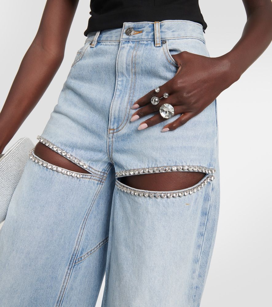 Cutout embellished high-rise wide-leg jeans - Area - Modalova