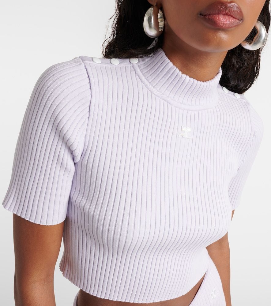 Courrèges Crop top acanalado con logo - Courreges - Modalova