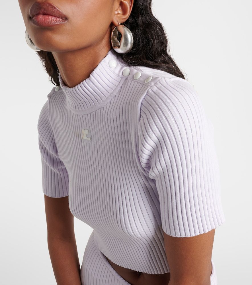 Courrèges Crop top acanalado con logo - Courreges - Modalova
