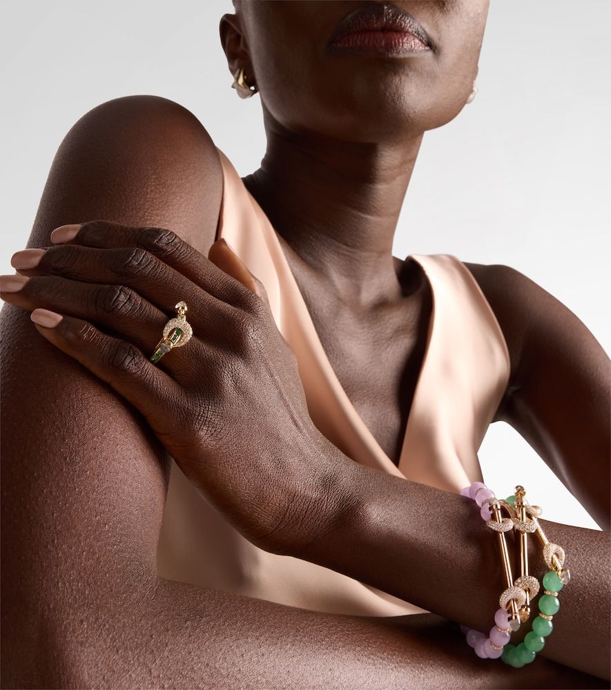 Chakra 18kt ring with emeralds and gemstones - Ananya - Modalova