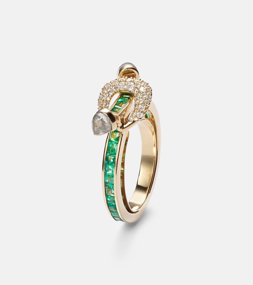 Chakra 18kt ring with emeralds and gemstones - Ananya - Modalova