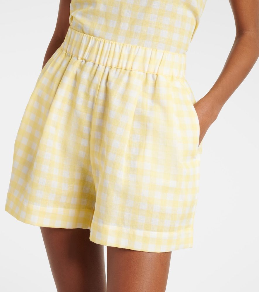 Gingham linen and cotton shorts - Asceno - Modalova