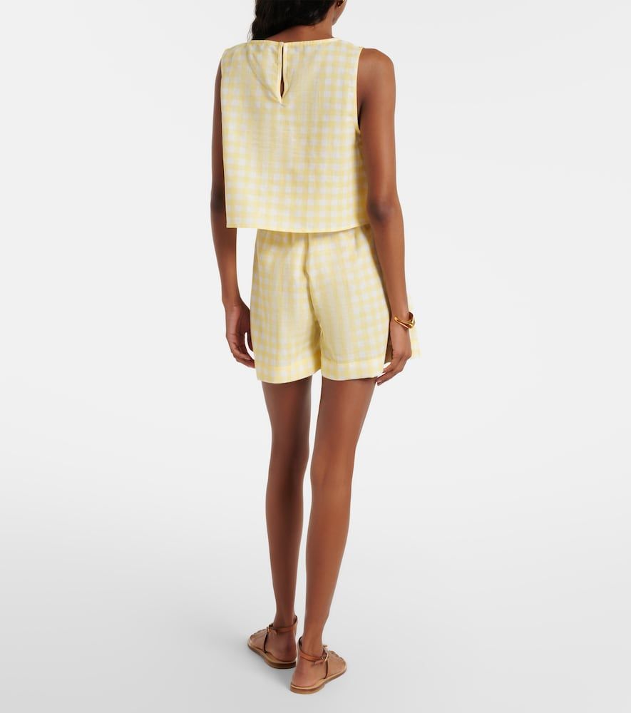 Gingham linen and cotton shorts - Asceno - Modalova