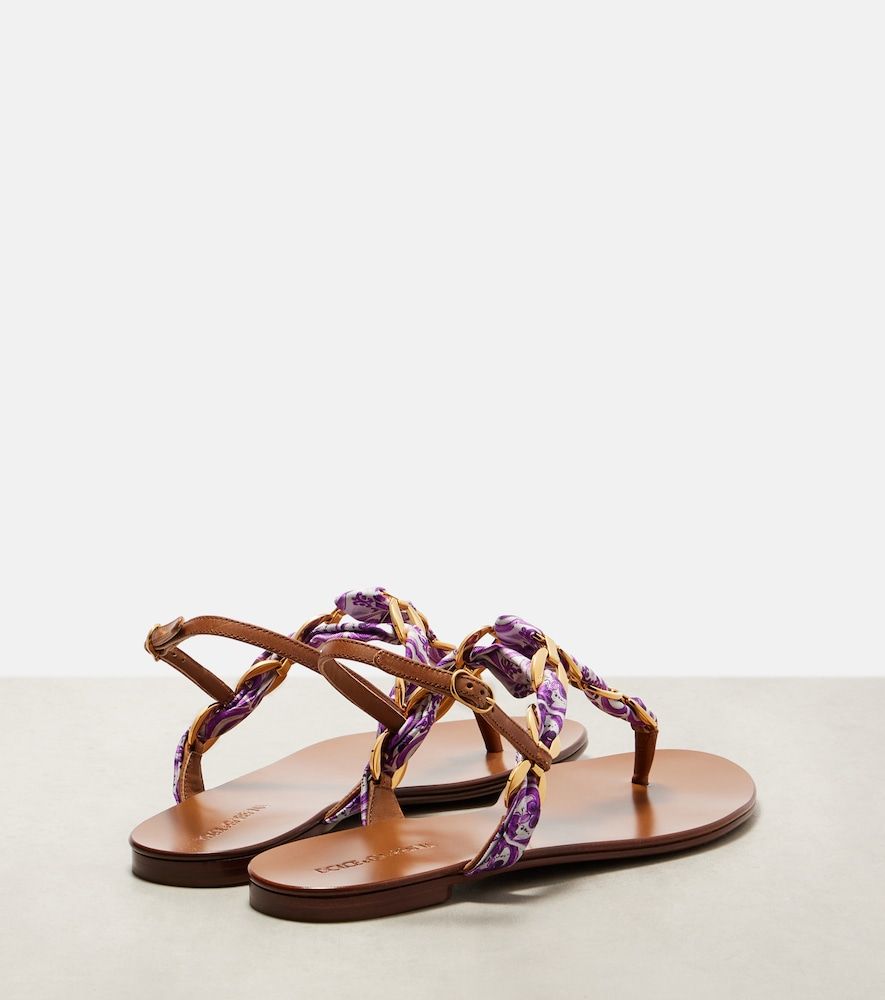 Sandalias Majolica de satén con piel - Dolce&Gabbana - Modalova