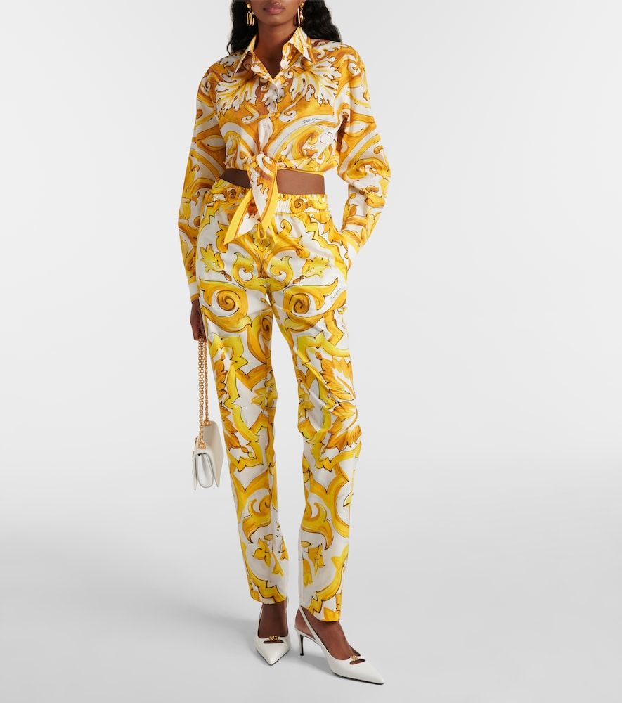Pantalones rectos Majolica de algodón - Dolce&Gabbana - Modalova