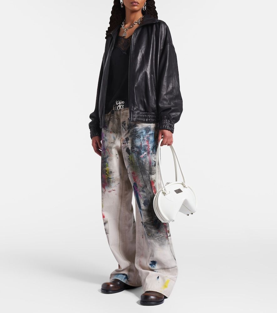 Chaqueta de piel con logo - Acne Studios - Modalova