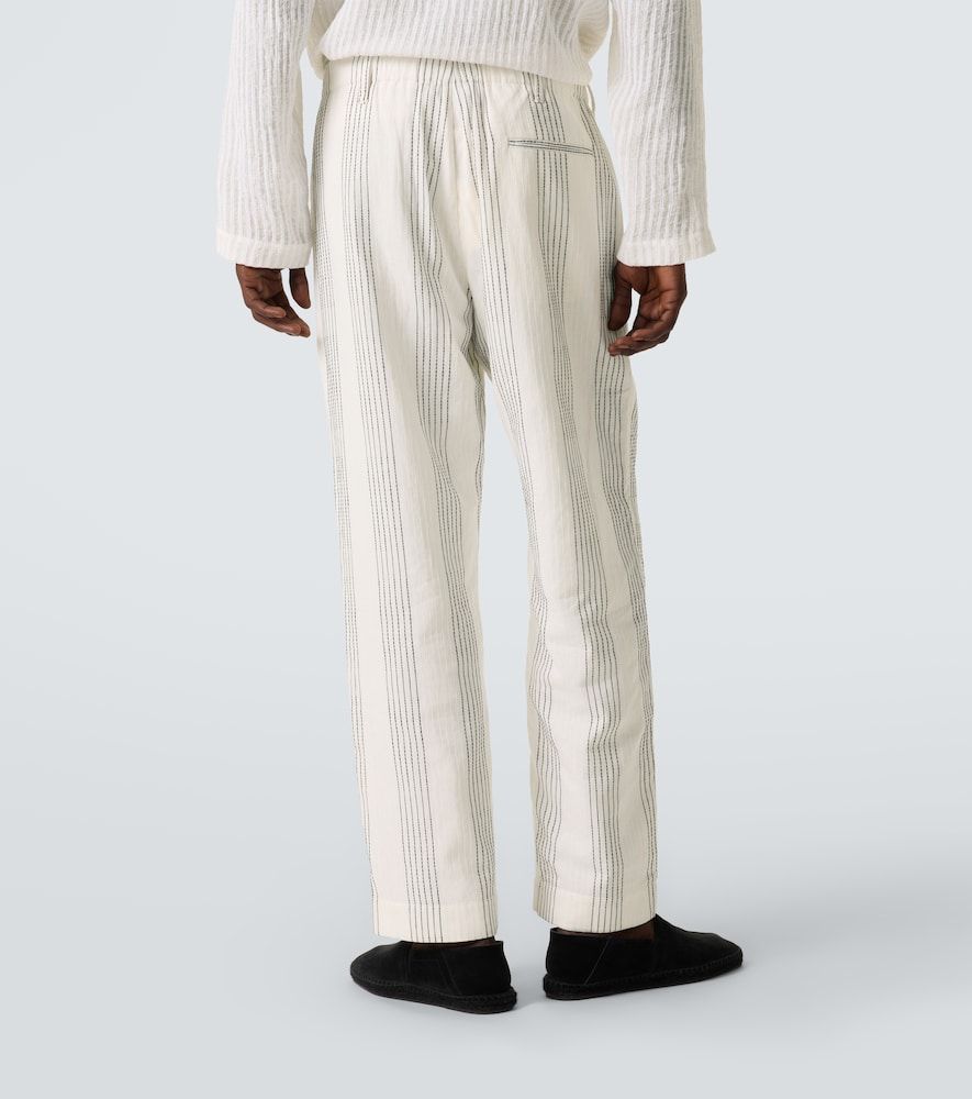 Pantalones rectos Textured de algodón a rayas - Commas - Modalova
