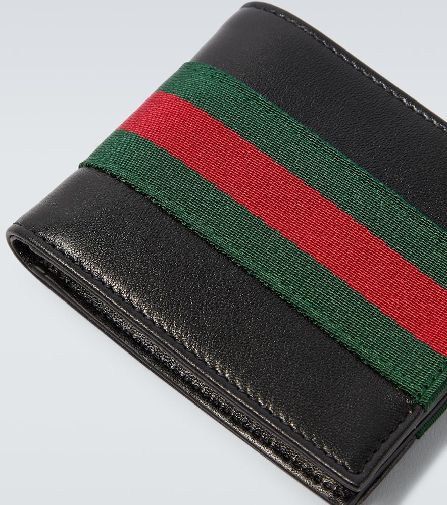 Cartera plegable Trademark de piel con Web - Gucci - Modalova