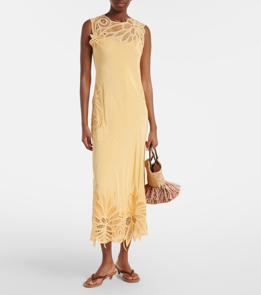 Vestido midi Idra de seda bordado - Ulla Johnson - Modalova