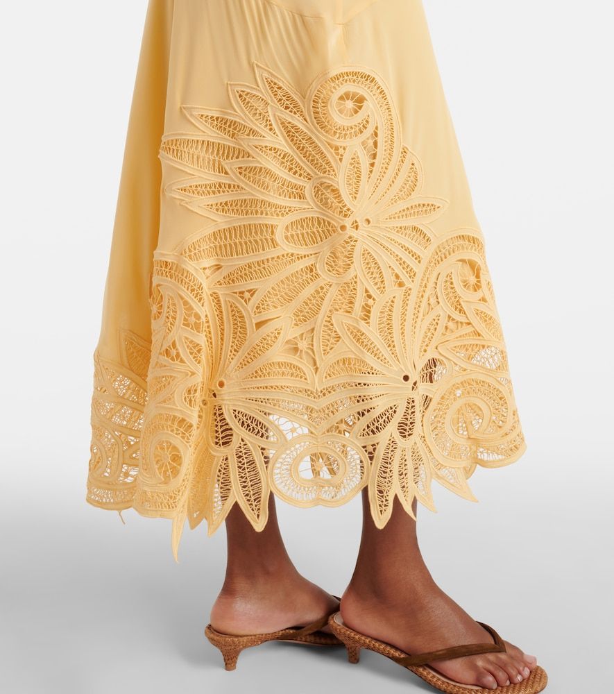 Vestido midi Idra de seda bordado - Ulla Johnson - Modalova