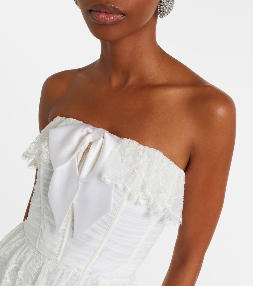 Lace and silk georgette bustier dress - Alessandra Rich - Modalova