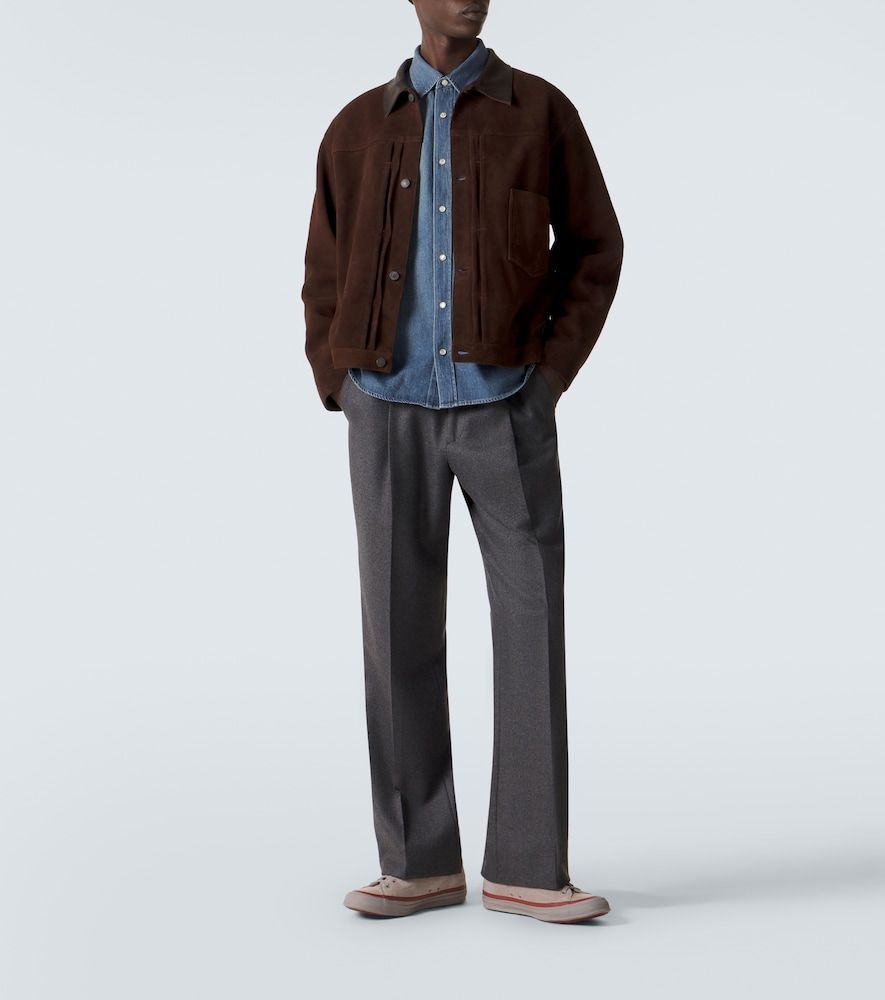 St Type leather-trimmed suede jacket - A.Presse - Modalova