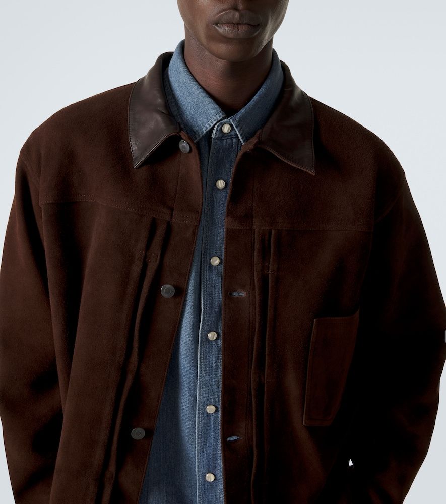 St Type leather-trimmed suede jacket - A.Presse - Modalova