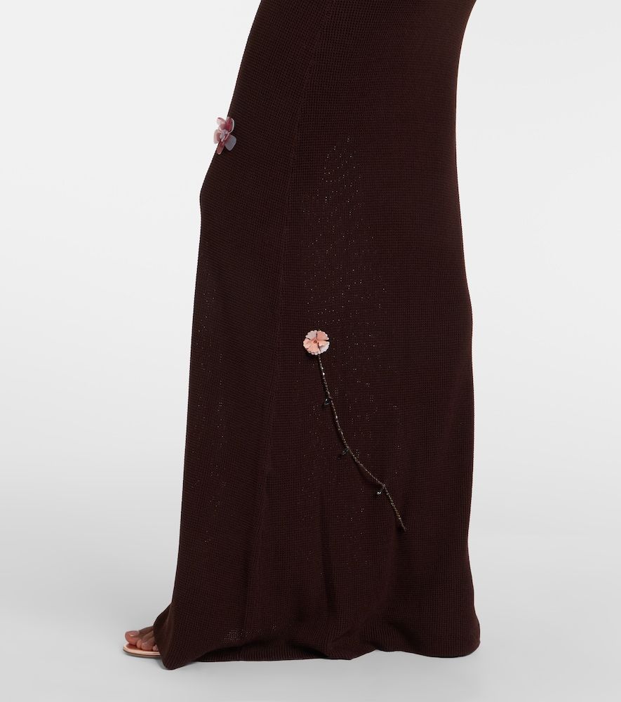 Stem floral-applique knitted maxi dress - Aya Muse - Modalova