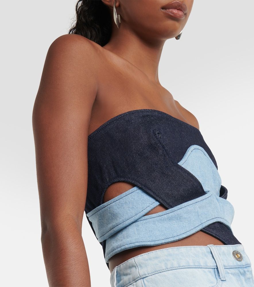 Top a corsetto in denim senza spalline - Dion Lee - Modalova