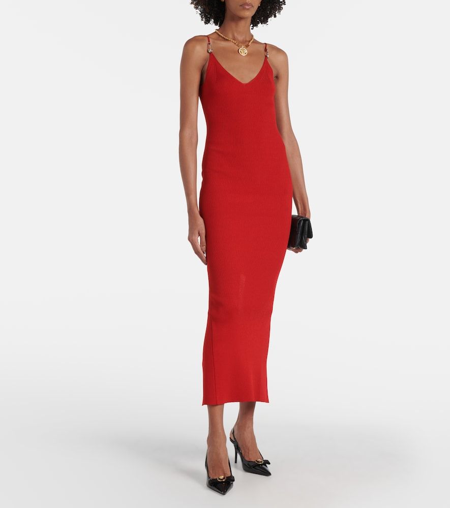Abito sottoveste in maglia a coste - Versace - Modalova