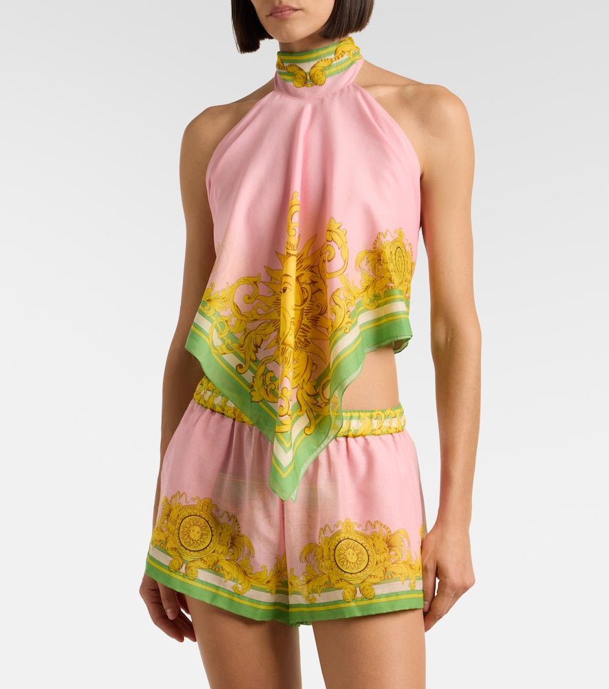 Shorts de algodón y seda estampados - Versace - Modalova