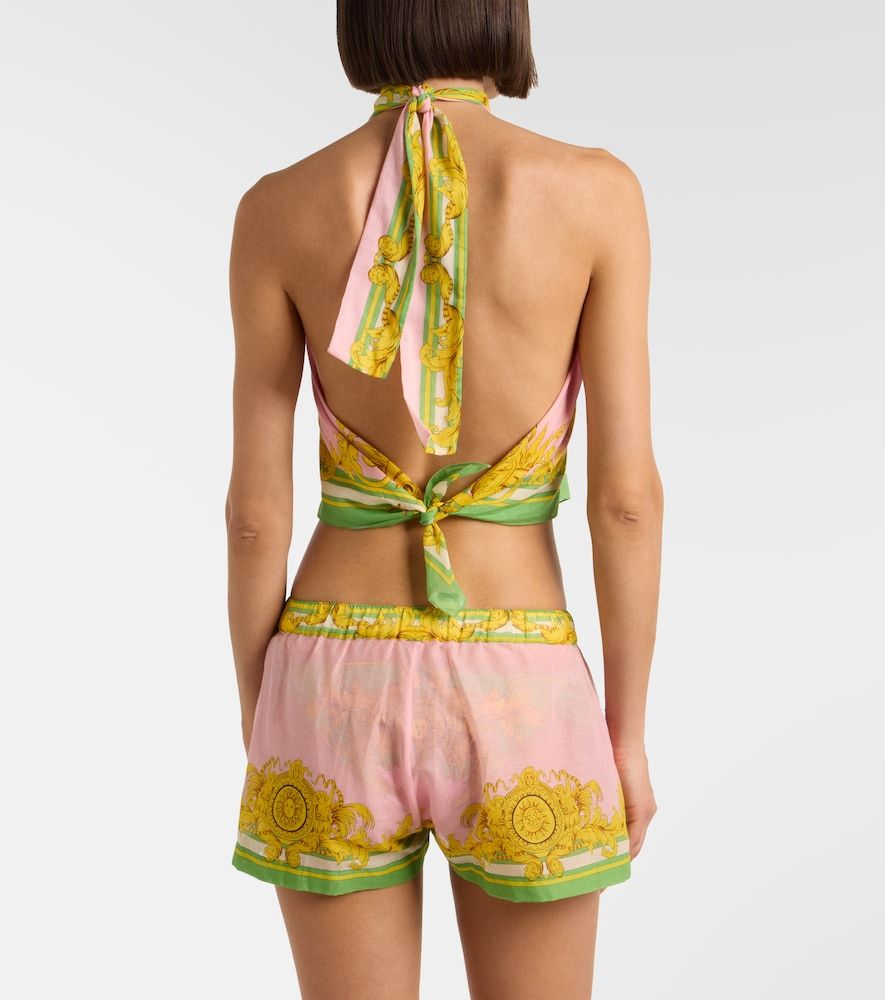Shorts de algodón y seda estampados - Versace - Modalova