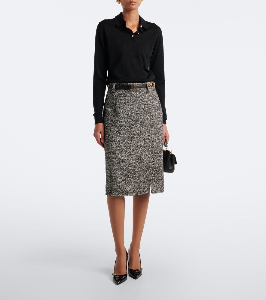 Wool, silk, and alpaca-blend tweed pencil skirt - Dolce&Gabbana - Modalova
