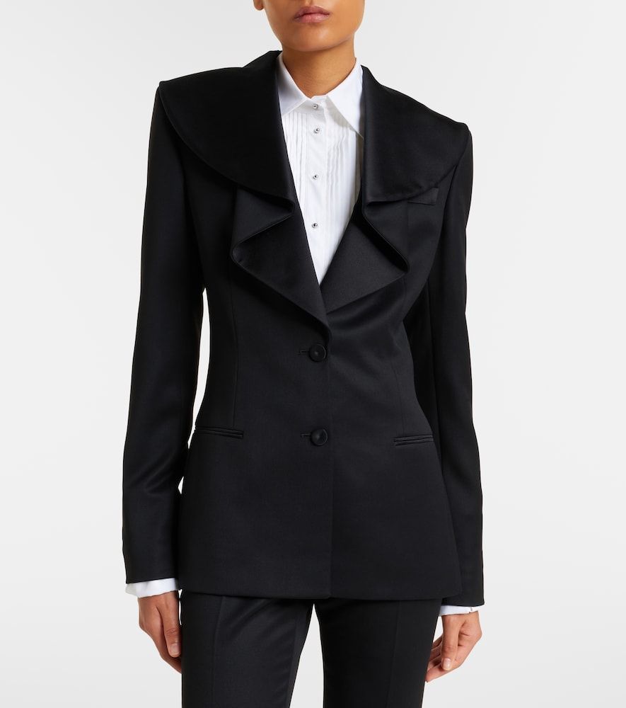 Plisse striped cotton tuxedo shirt - McQueen - Modalova